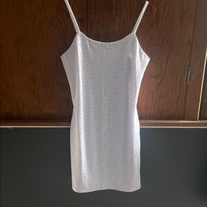 White textured mini dress